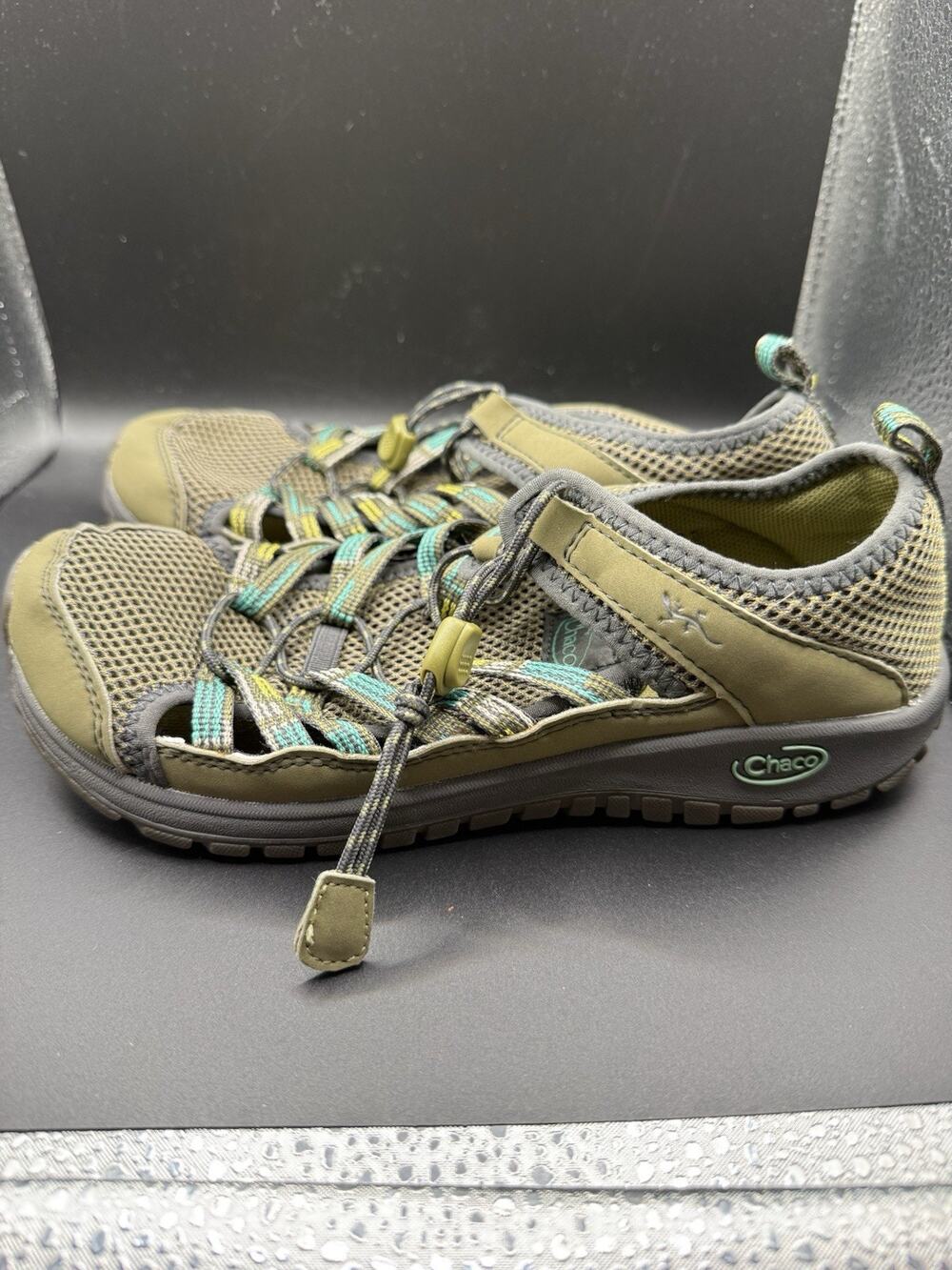 Chaco Kids Junior Outcross 2 Water Sneaker Mesh Shoes Green Blue Sz 4 J180261